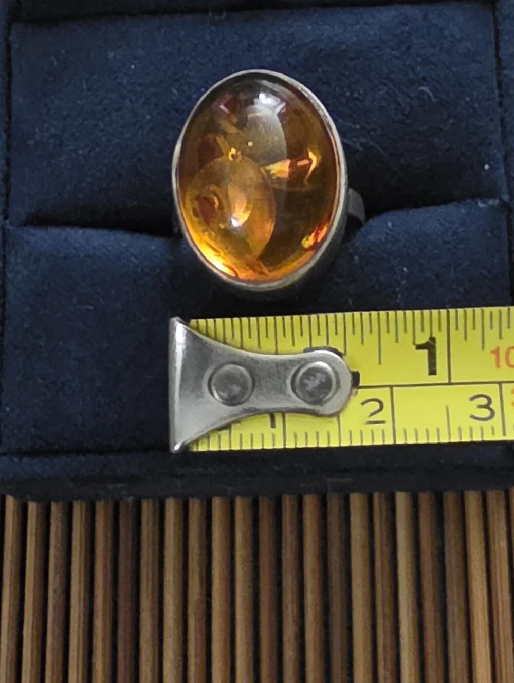 Sterling Silver Amber Ring (Vintage)